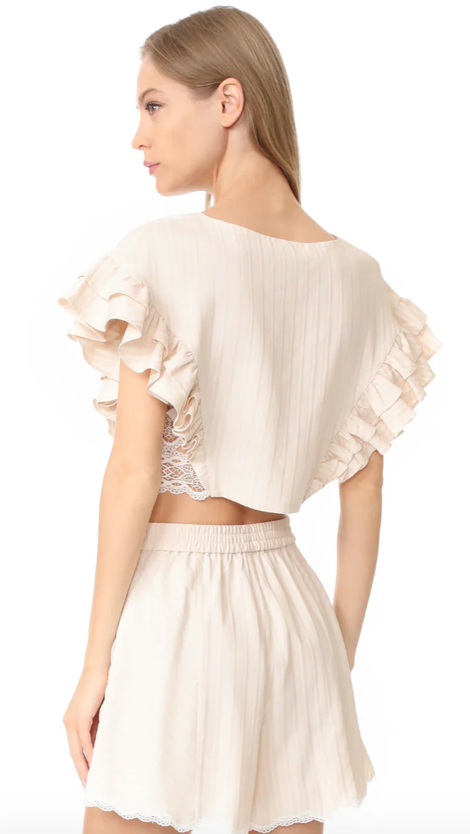 JONATHAN SIMKHAI LACE TRIMMED FLARED SHORTS MEDIUM - Image 3