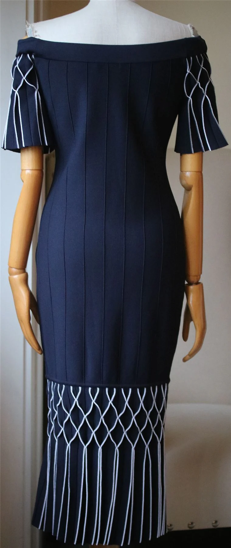 JONATHAN SIMKHAI OFF-THE-SHOULDER PLEATED STRETCH-KNIT MIDI DRESS MEDIUM - Image 3