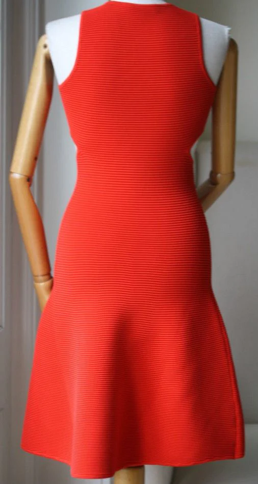 JONATHAN SIMKHAI RED CUT OUT RIBBED DRESS SMALL - Image 4