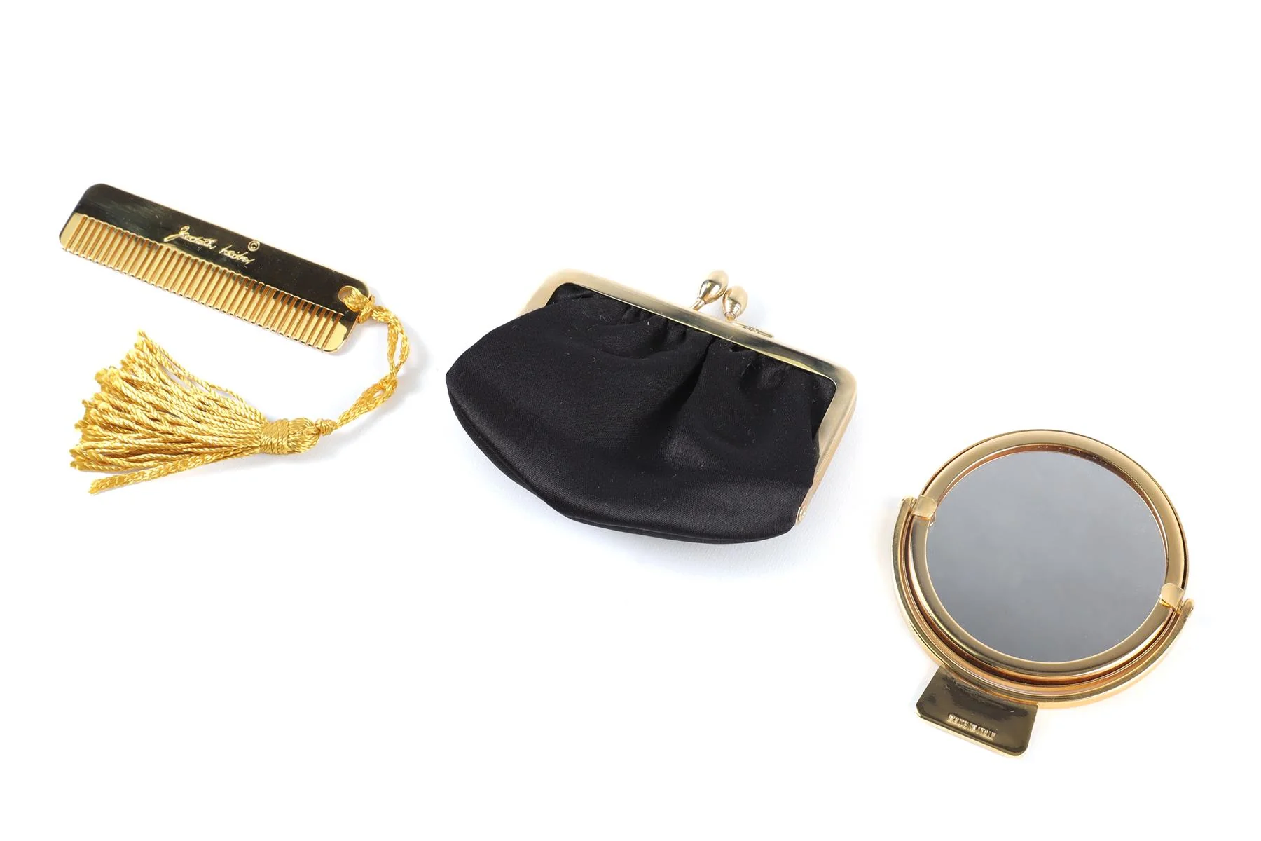 JUDITH LEIBER BLACK VINTAGE CRYSTAL AND SATIN CLUTCH - Image 9