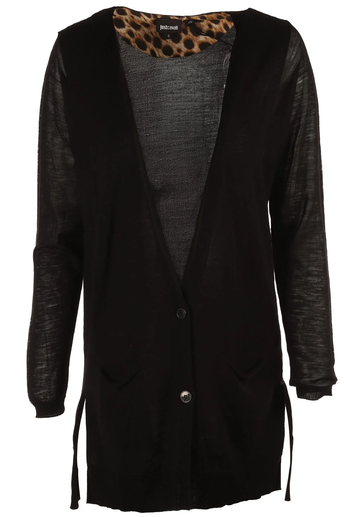 JUST CAVALLI BLACK WOOL CARDIGAN SMALL