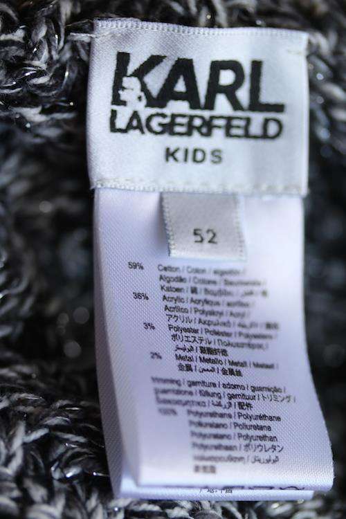 KARL LAGERFELD KIDS GIRLS BLACK COTTON KNITTED HAT 52CM 4-6 YEARS - Image 4