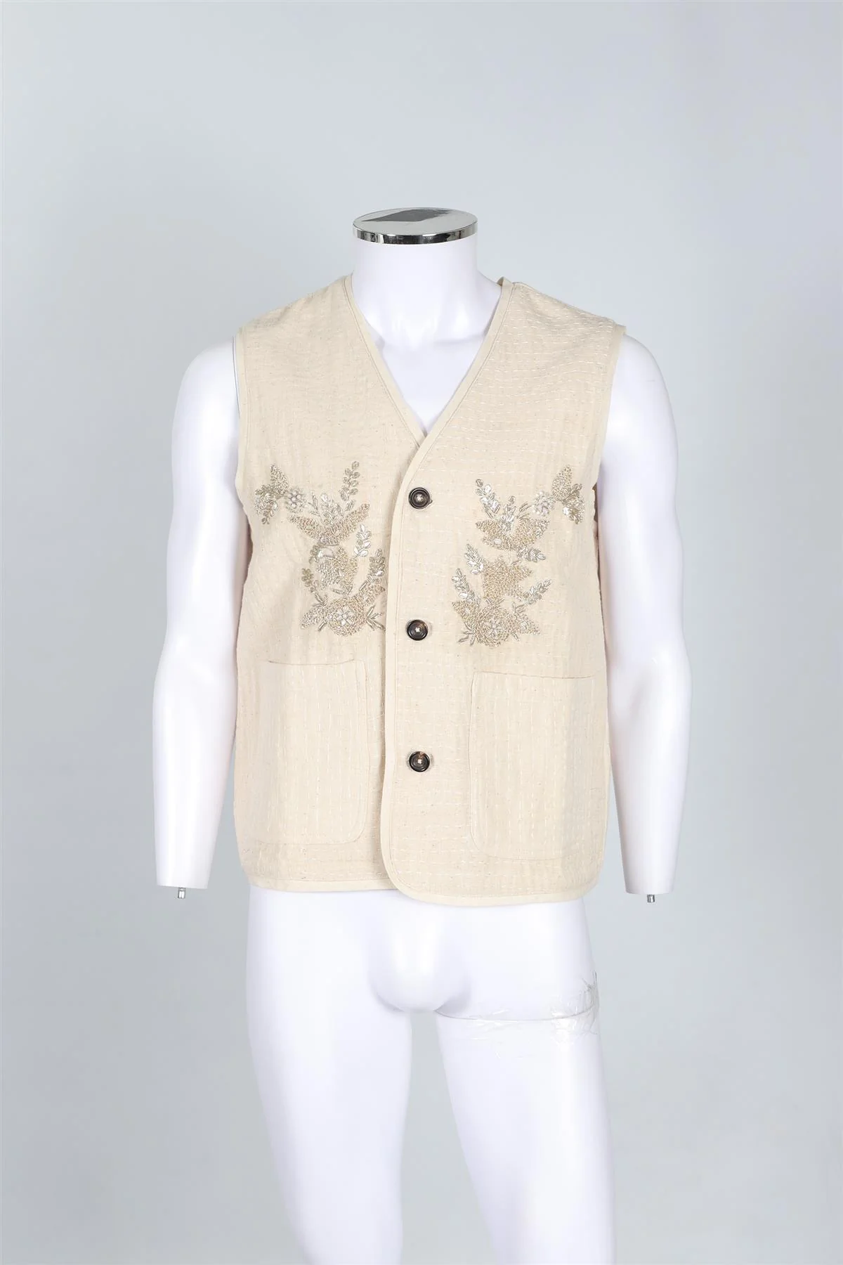 KARTIK RESEARCH CREAM MEN'S COTTON VEST SMALL - Image 2