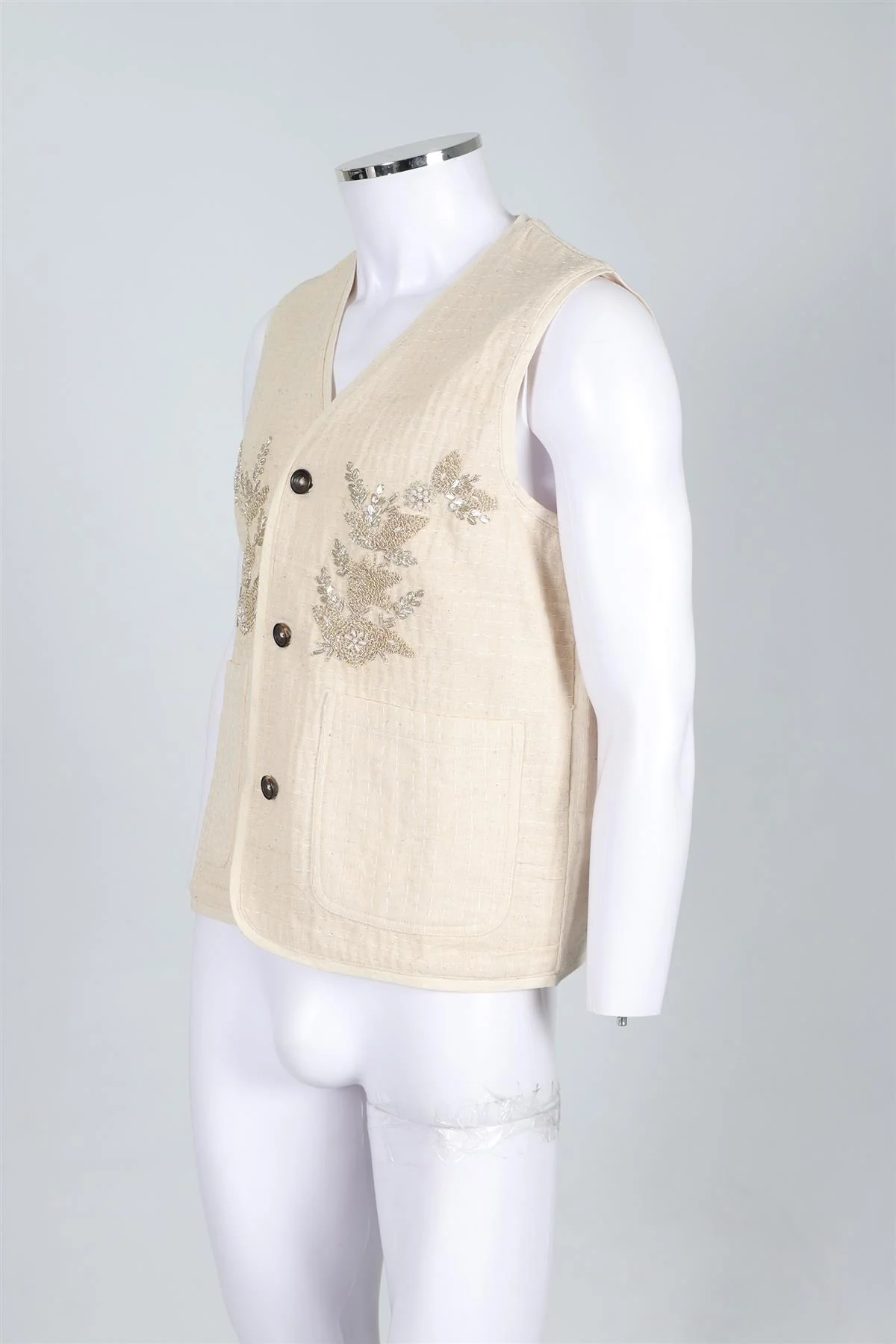KARTIK RESEARCH CREAM MEN'S COTTON VEST SMALL - Image 3