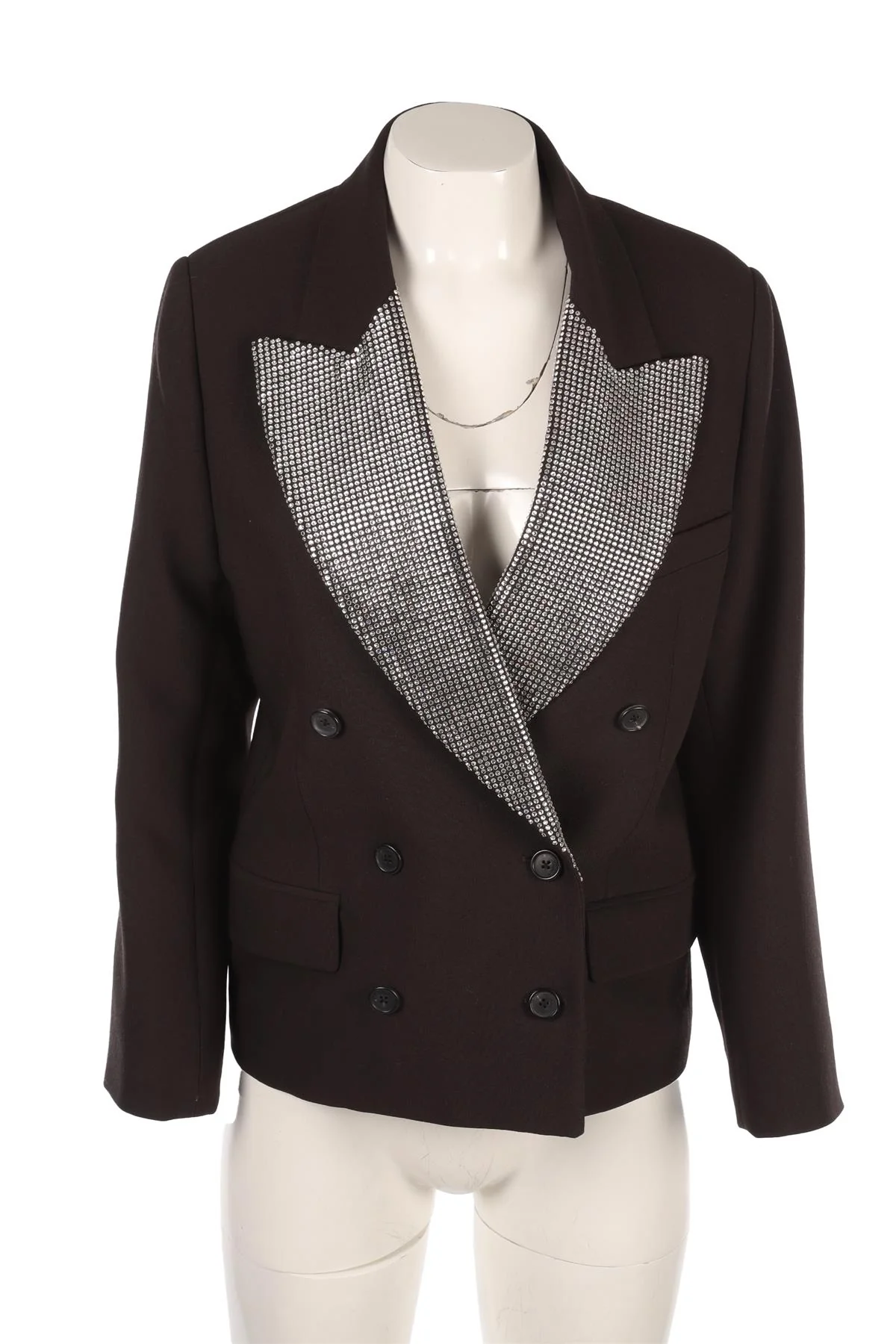 KHAITE BLACK CRYSTAL AND WOOL BLAZER SMALL - Image 2