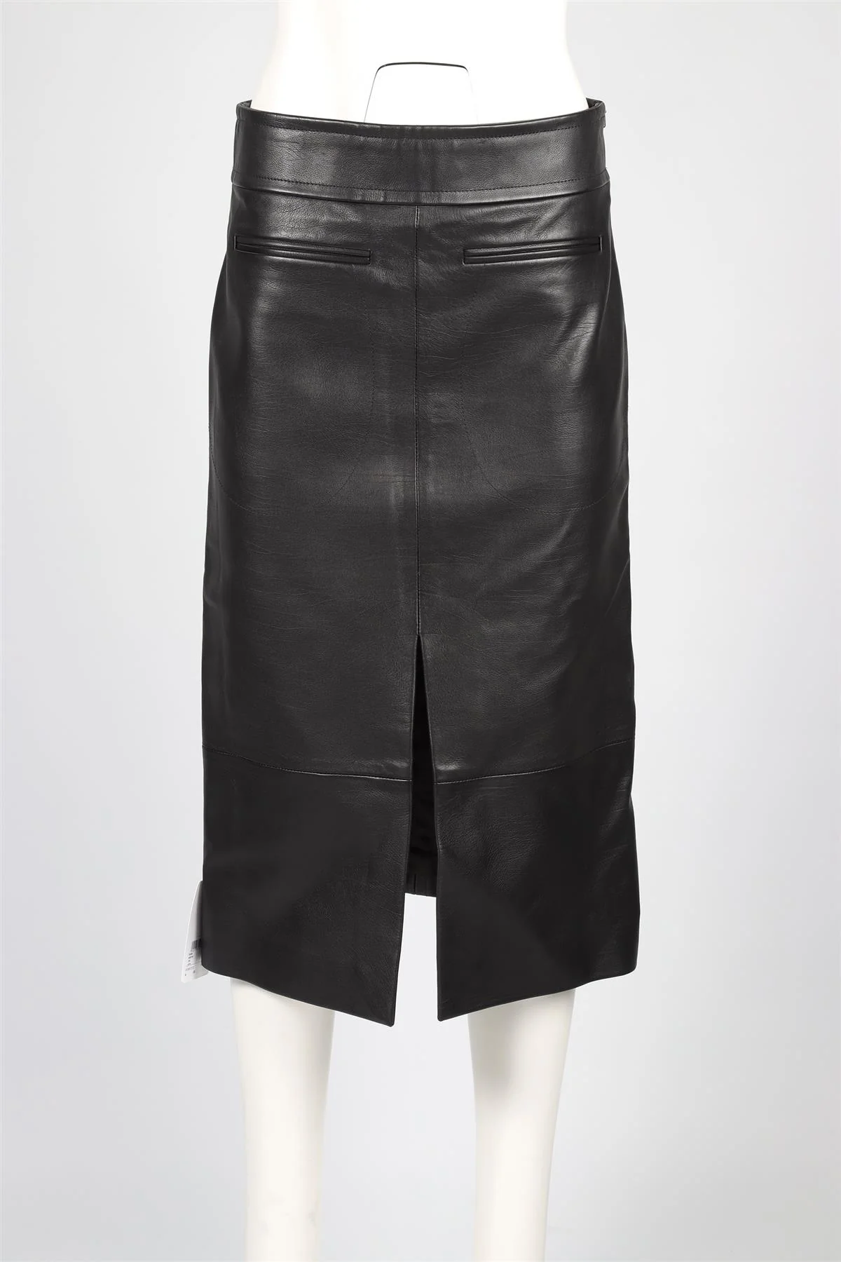 KHAITE BLACK LEATHER MIDI SKIRT US 4 UK 8 - Image 2