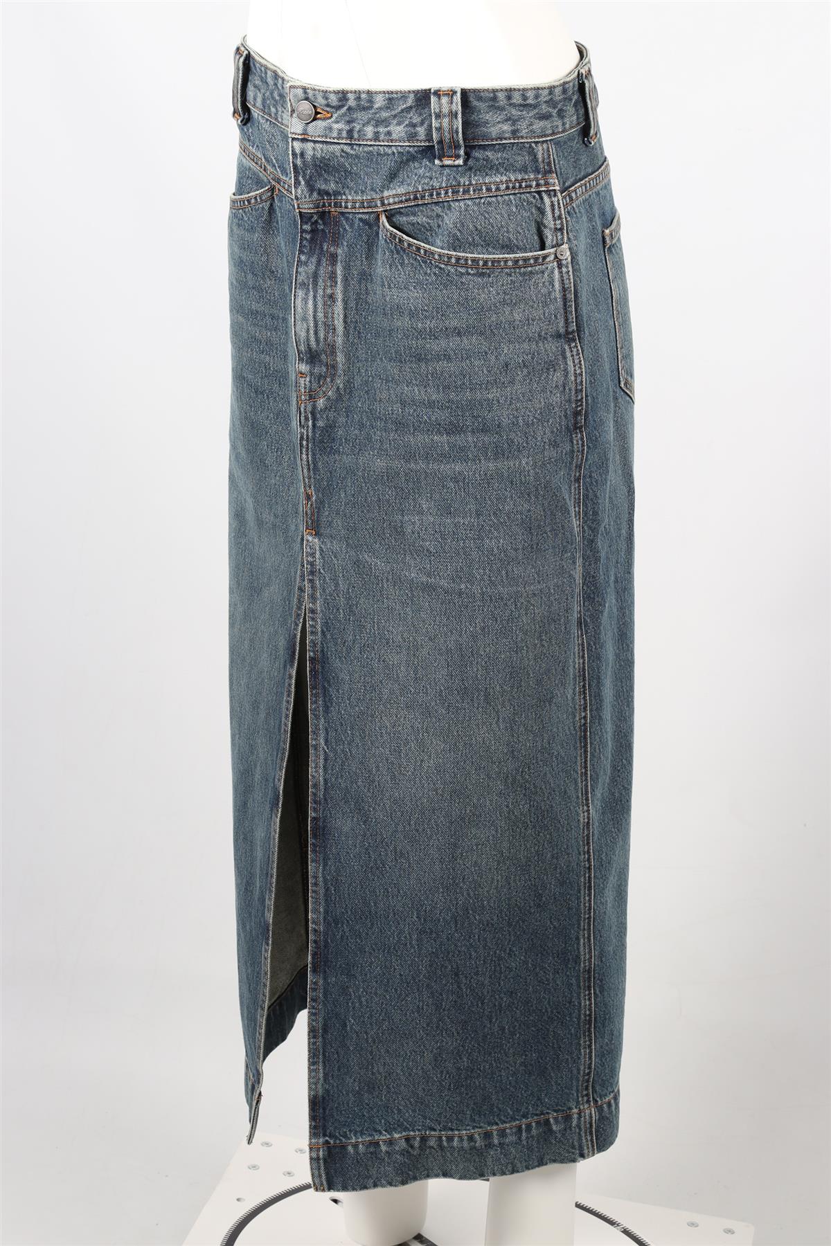 KHAITE BLUE DENIM MIDI SKIRT W29 UK 10-12 - Image 3