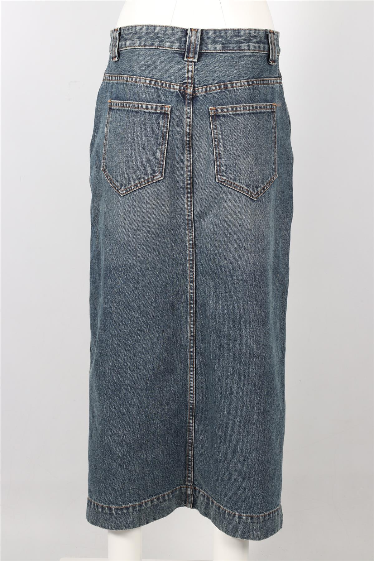 KHAITE BLUE DENIM MIDI SKIRT W29 UK 10-12 - Image 4
