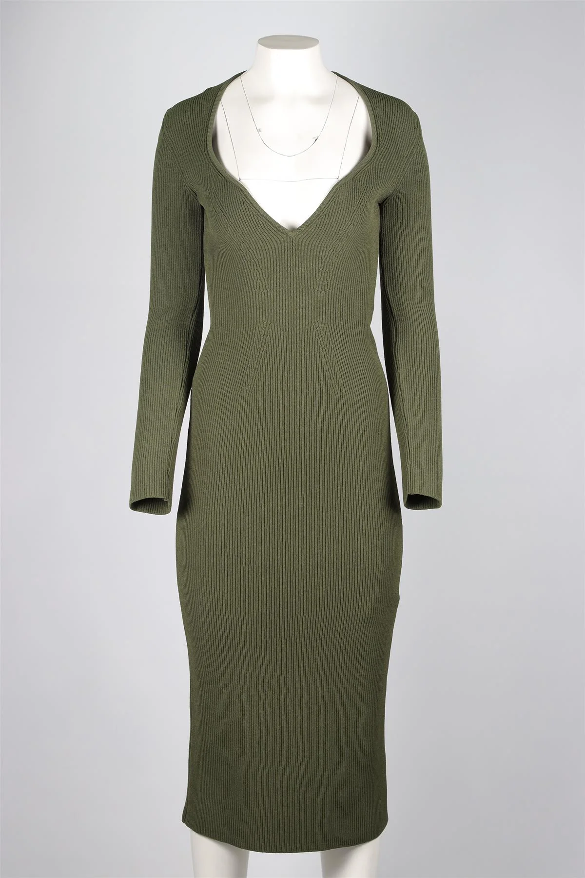 KHAITE GREEN KNIT MAXI DRESS LARGE - Image 2