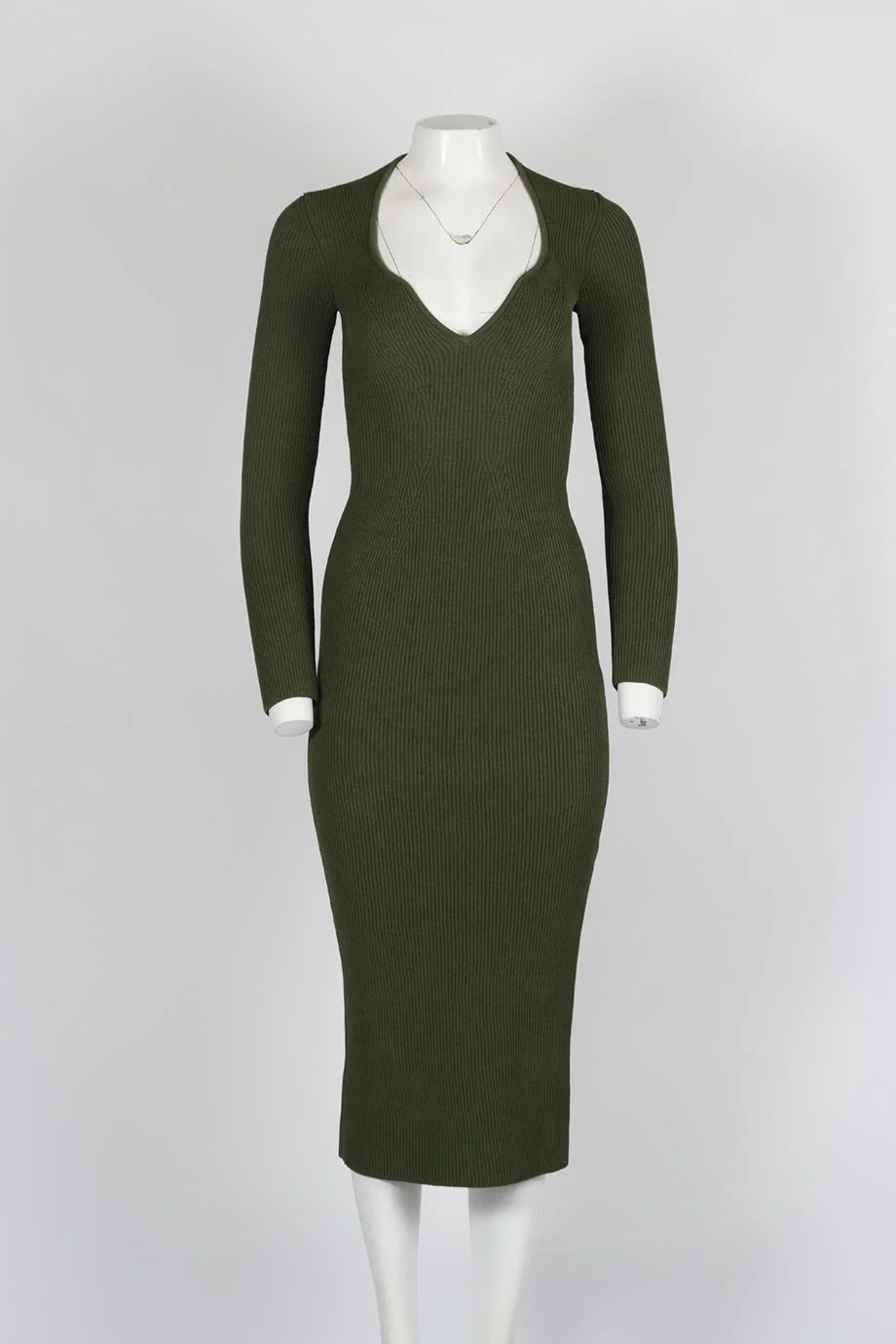 KHAITE RIBBED KNIT MIDI DRESS SMALL - Image 2