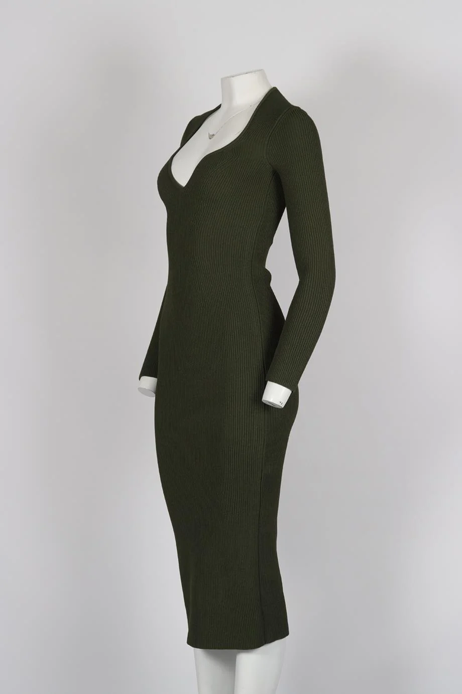 KHAITE RIBBED KNIT MIDI DRESS SMALL - Image 3