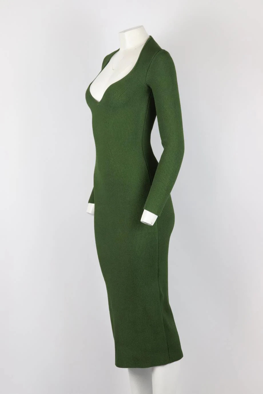 KHAITE RIBBED KNIT MIDI DRESS SMALL - Image 3