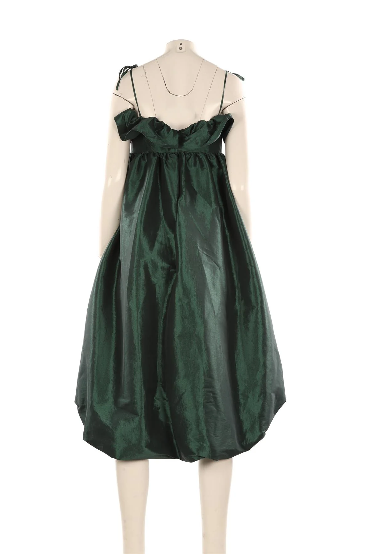 KIKA VARGAS GREEN TAFFETA MIDI DRESS MEDIUM - Image 4