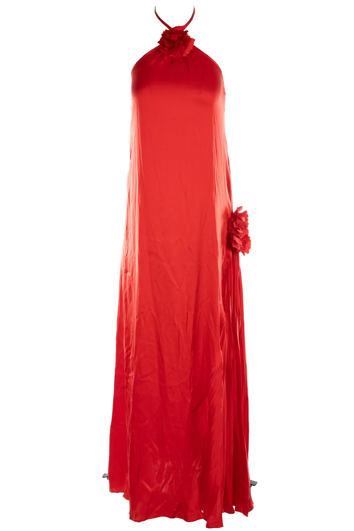 KIKA VARGAS RED SILK MAXI DRESS SMALL