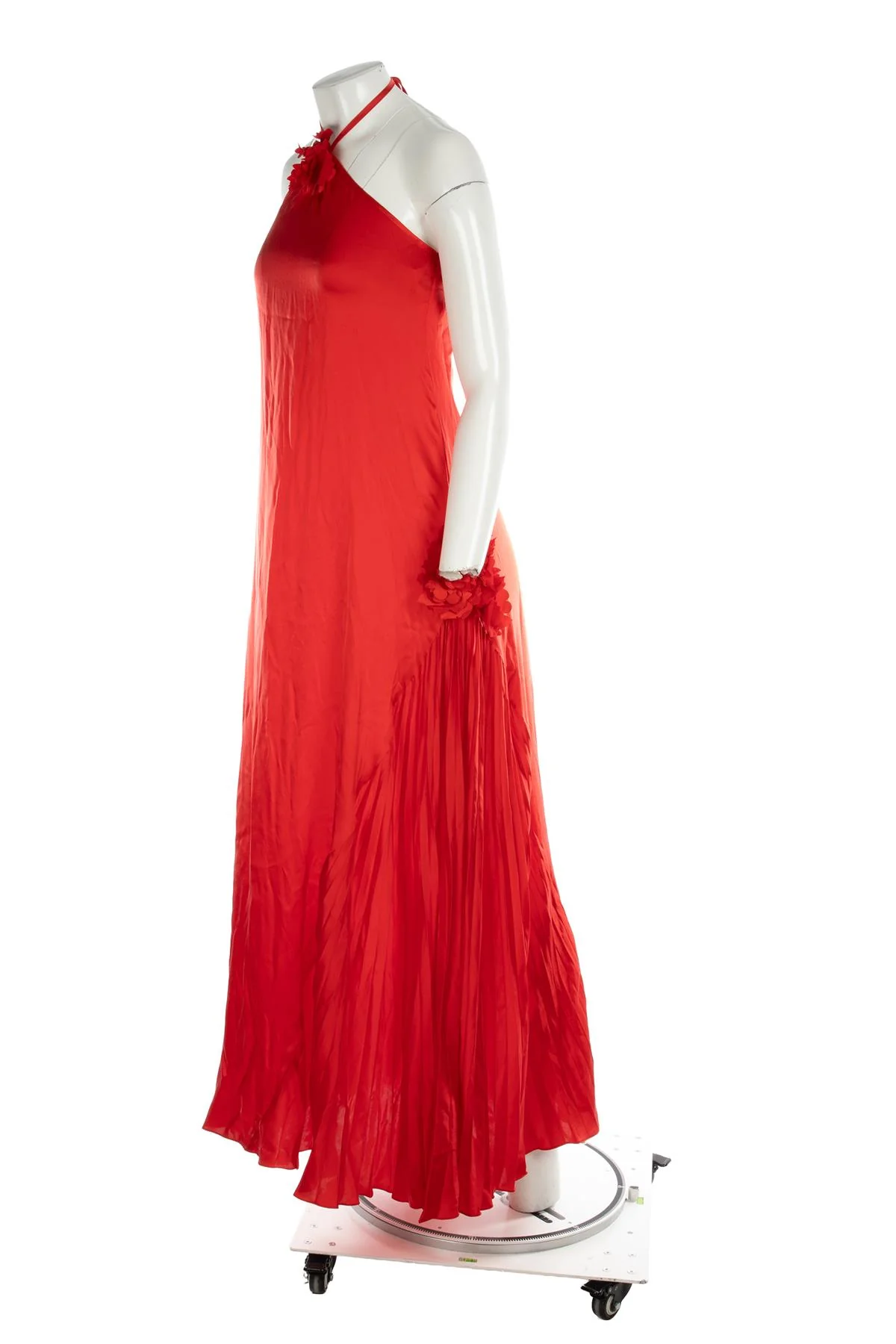 KIKA VARGAS RED SILK MAXI DRESS SMALL - Image 3
