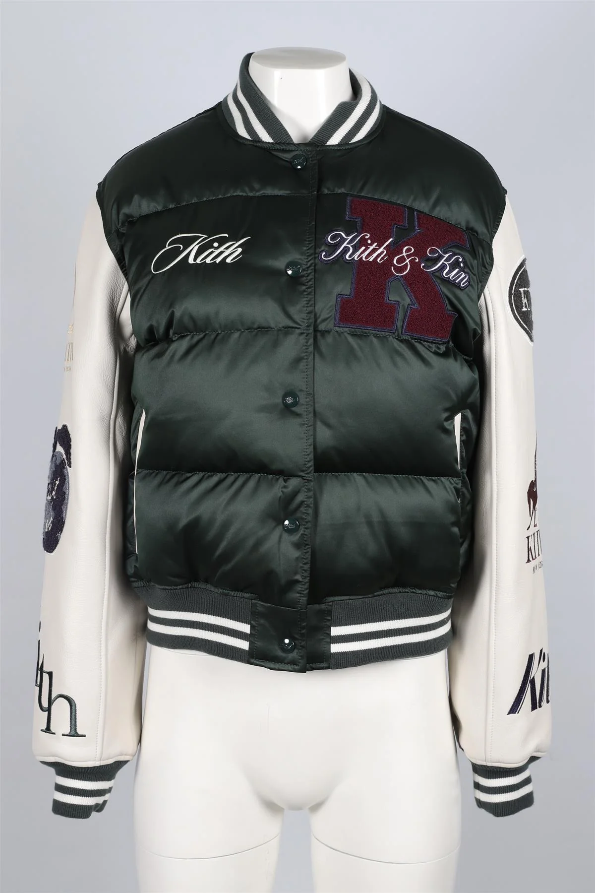 KITH GREEN LEATHER AND SHELL BOMBER JACKET SMALL - Image 2