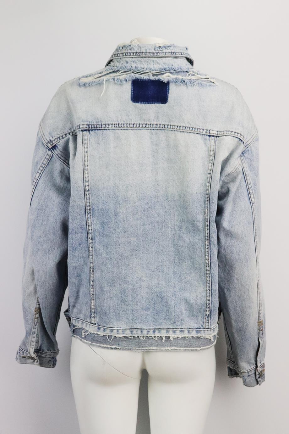 KSUBI OVERSIZED DISTRESSED DENIM JACKET LARGE - Image 4
