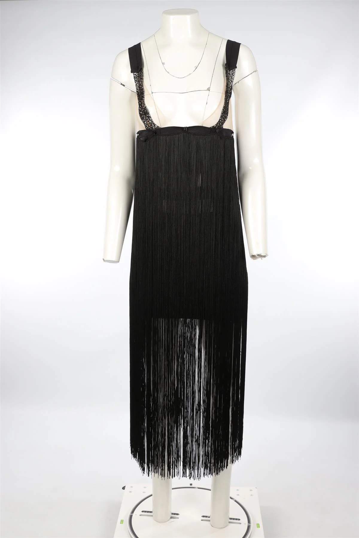 LA PERLA BLACK FRINGE MAXI DRESS UK 12 - Image 2