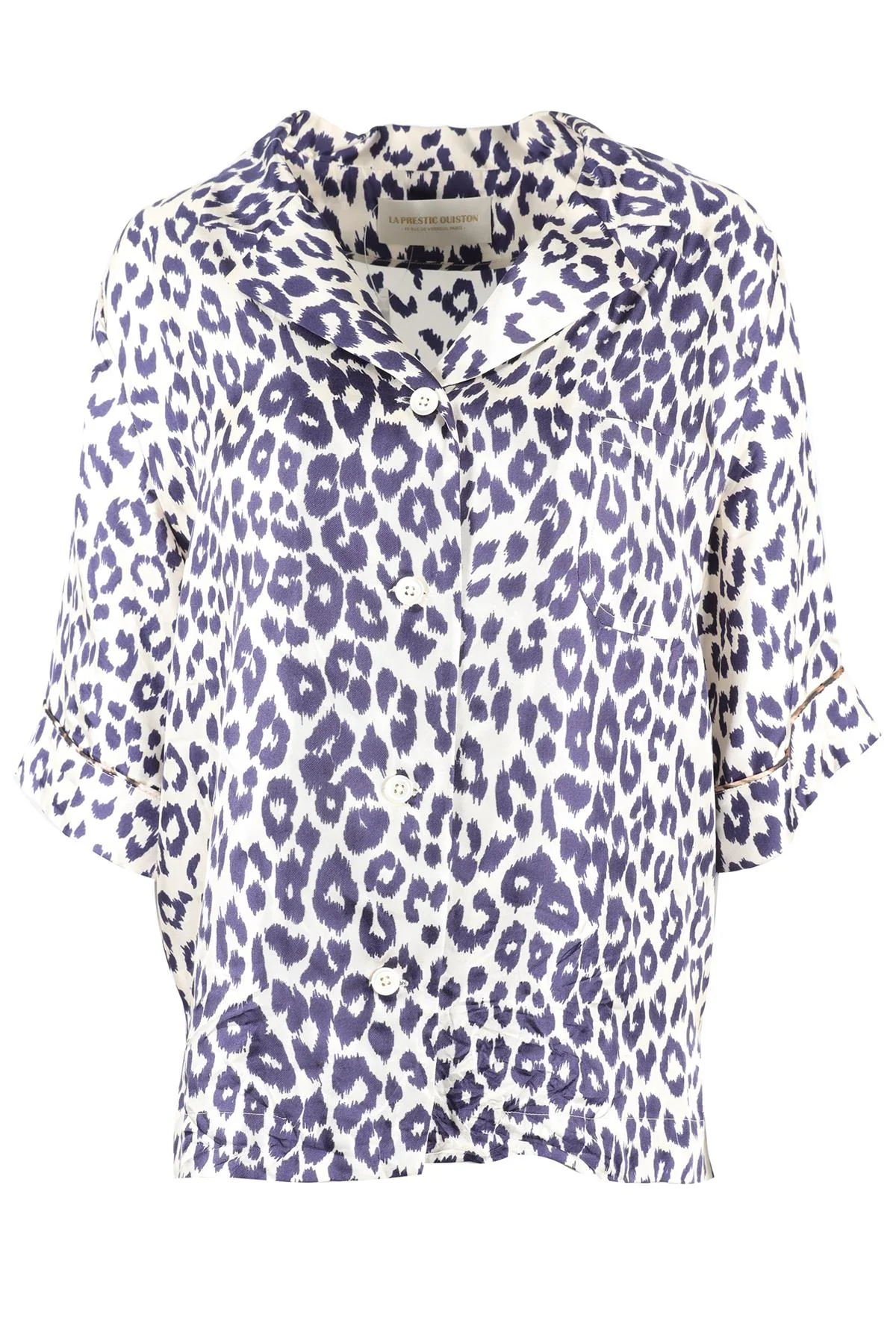 LA PRESTIC OUISTON CREAM AND NAVY SILK TOP SIZE 1 UK 8