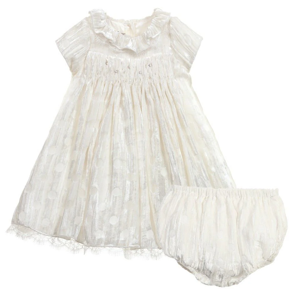 LA STUPENDERIA BABY IVORY VELVET SPOTTED DRESS 24 MONTHS - Image 11