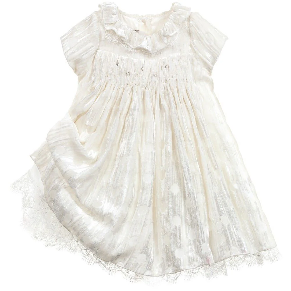 LA STUPENDERIA BABY IVORY VELVET SPOTTED DRESS 24 MONTHS - Image 12
