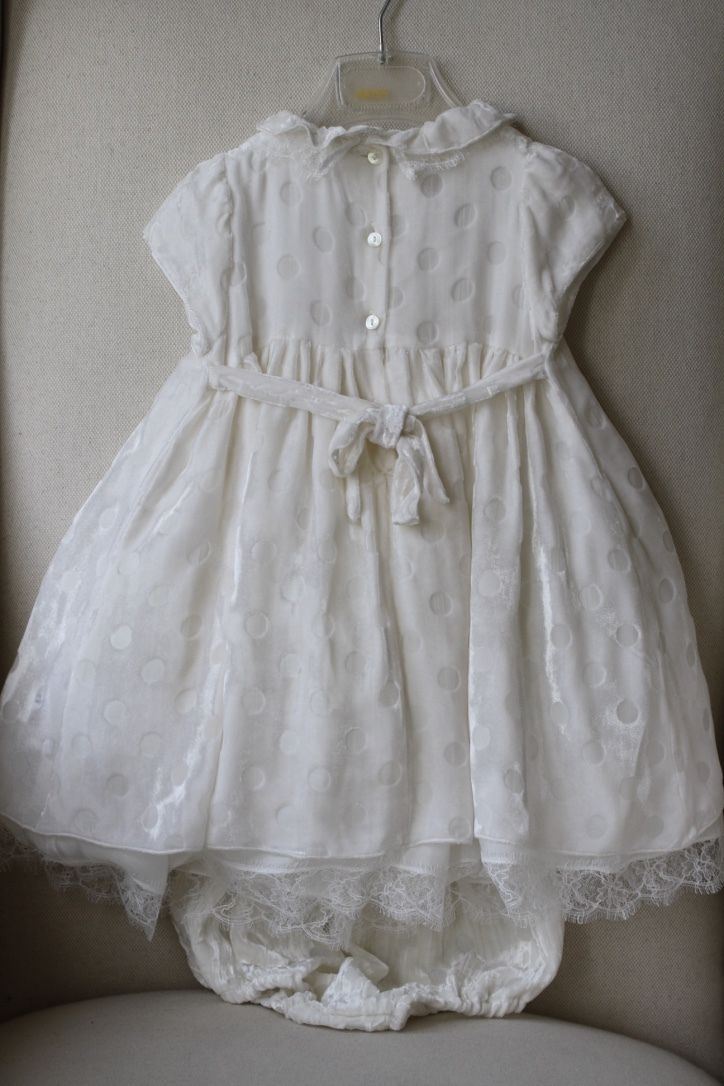 LA STUPENDERIA BABY IVORY VELVET SPOTTED DRESS 24 MONTHS - Image 5