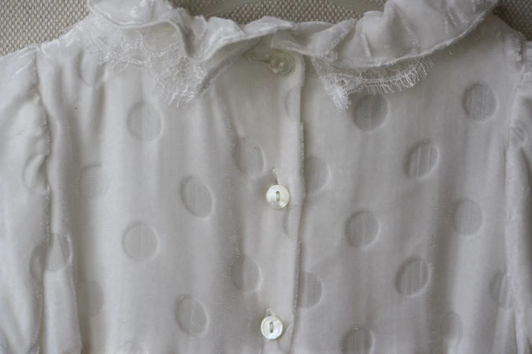 LA STUPENDERIA BABY IVORY VELVET SPOTTED DRESS 24 MONTHS - Image 7