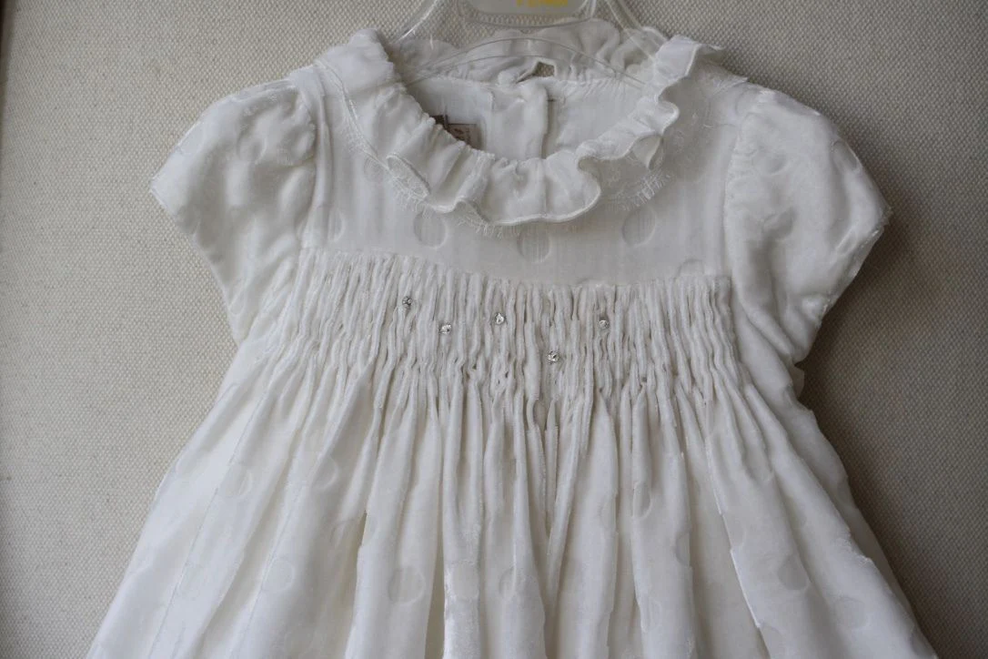 LA STUPENDERIA BABY IVORY VELVET SPOTTED DRESS 24 MONTHS - Image 9