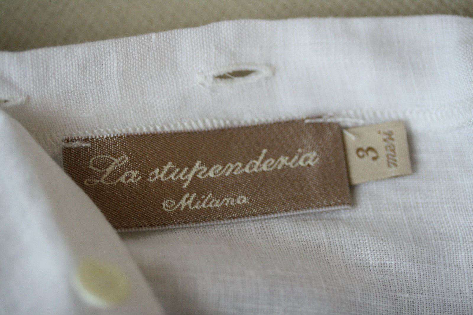 LA STUPENDERIA PALE BLUE LINEN BUSTER ROMPER 3 MONTHS - Image 7