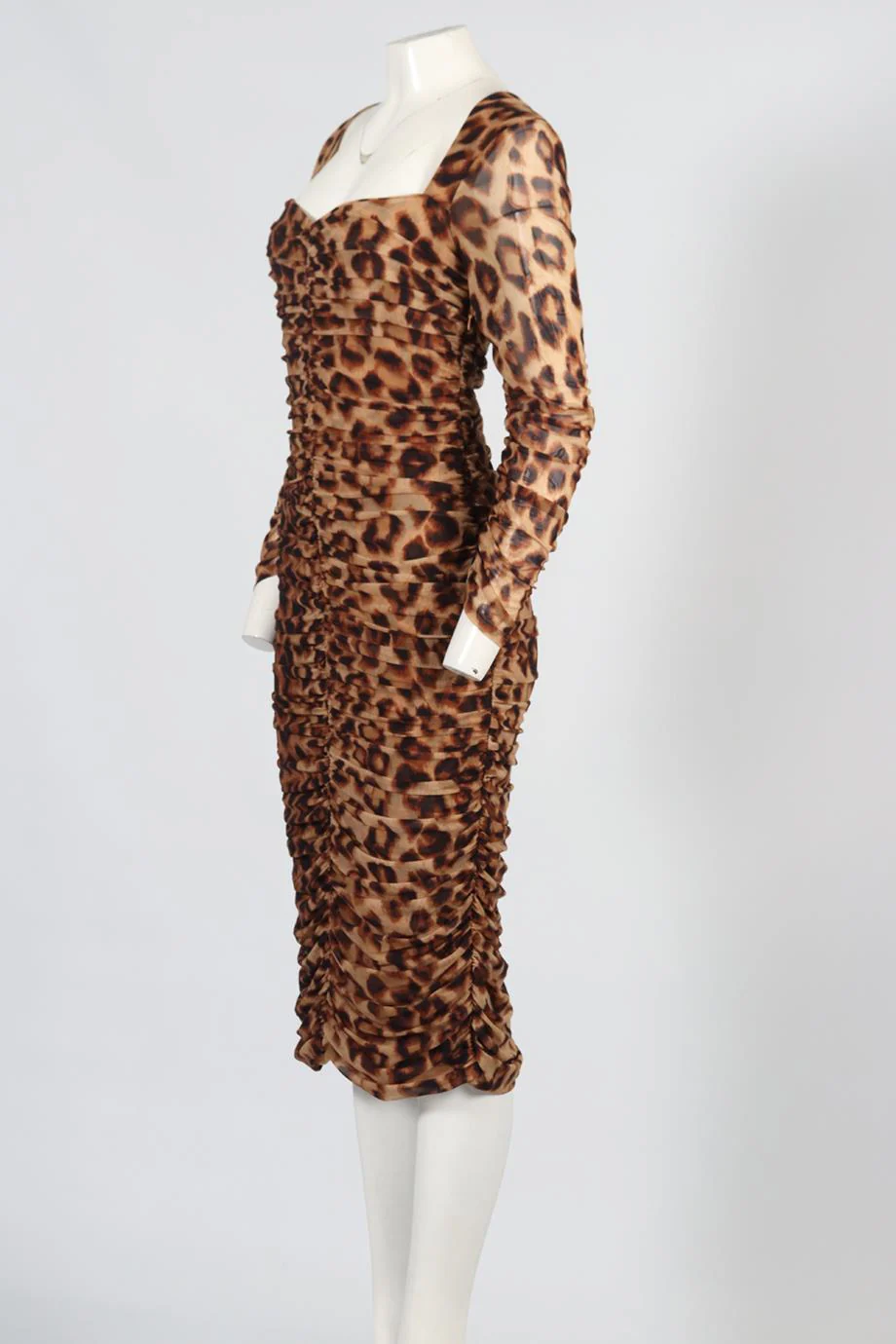 L'AGENCE LEOPARD PRINT MESH MIDI DRESS SMALL - Image 3