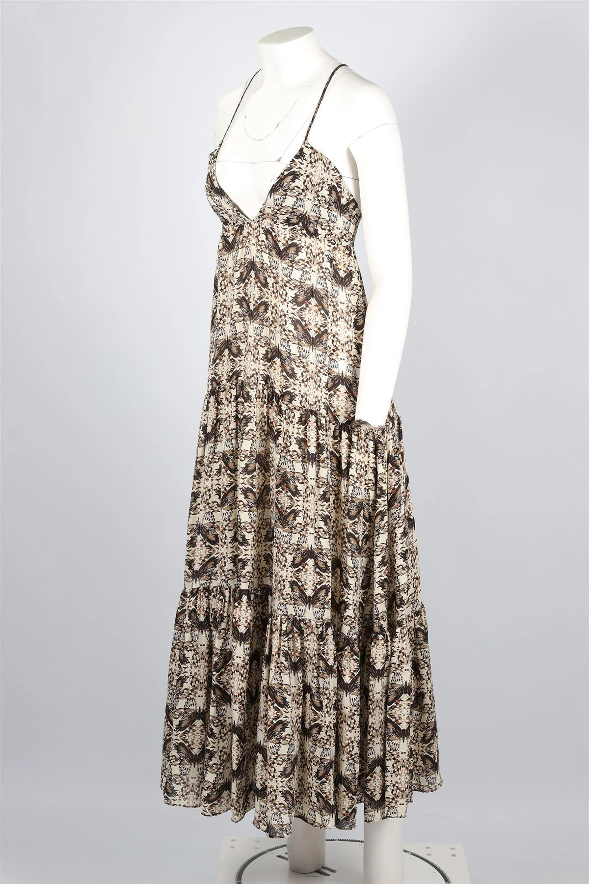 L'AGENCE NEUTRALS SILK MAXI DRESS SMALL - Image 3