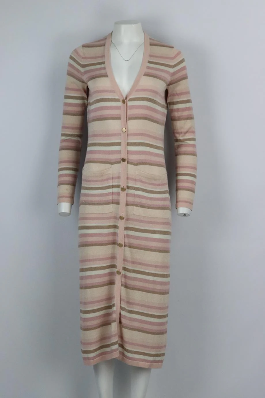 L'AGENCE STRIPED STRETCH KNIT CARDIGAN SMALL - Image 2