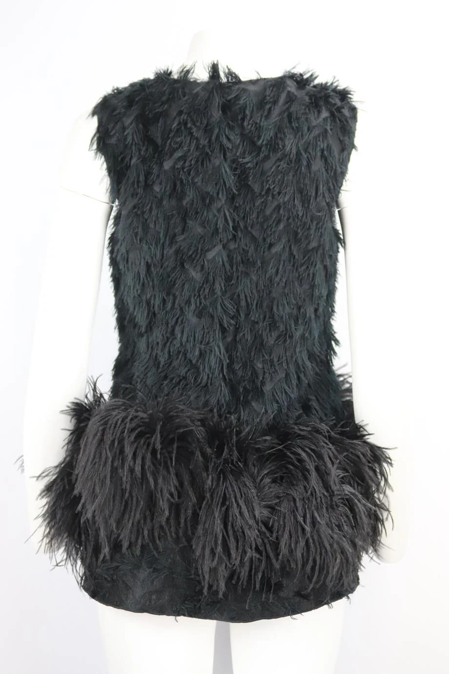 LANVIN 2014 FEATHER TRIMMED WOOL BLEND MINI DRESS FR 38 UK 10 - Image 4
