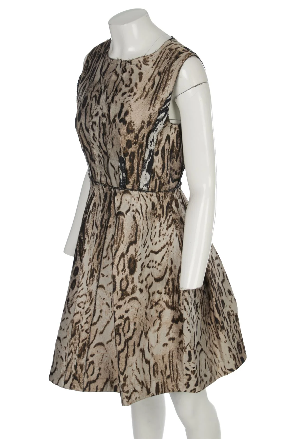 LANVIN BEIGE 2010 SILK MINI DRESS FR 36 UK 8 - Image 3
