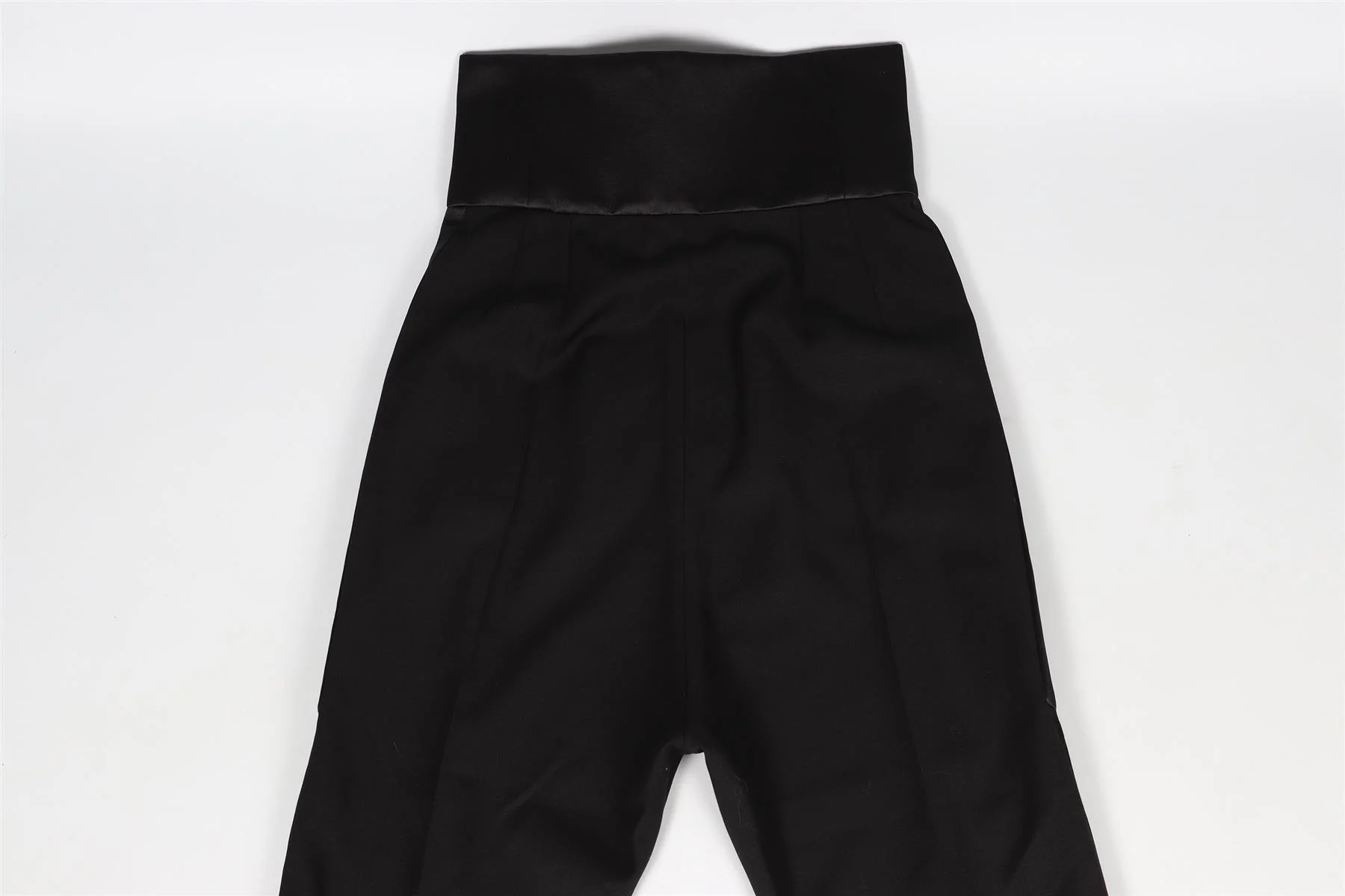 LANVIN BLACK SATIN AND WOOL BLEND STRAIGHT LEG PANTS FR 36 UK 8 - Image 5