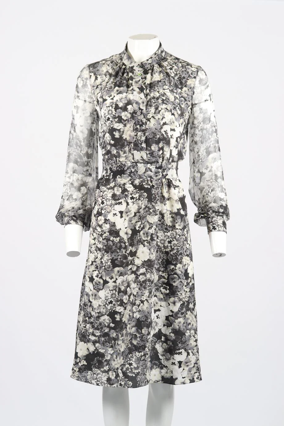LANVIN FLORAL PRINT SILK MIDI DRESS FR 40 UK 12 - Image 2