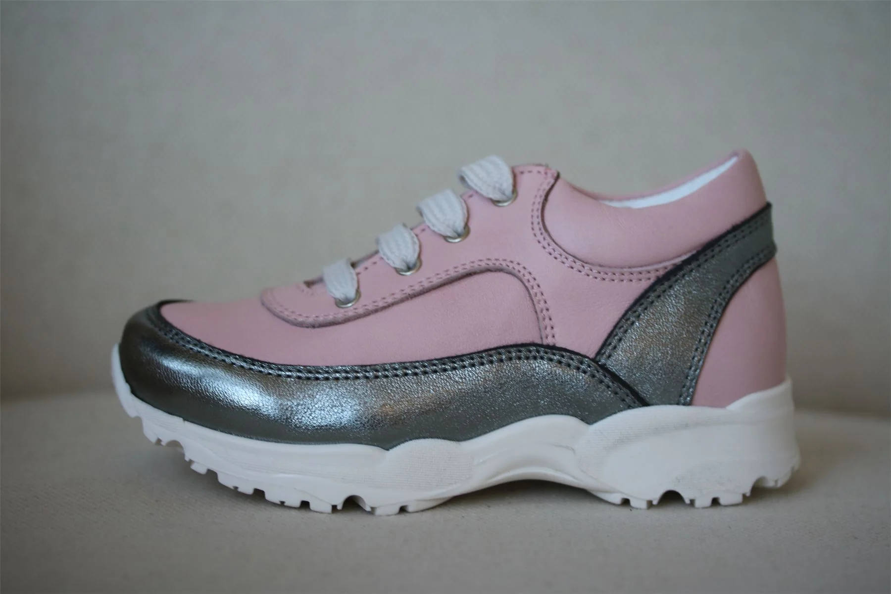 LANVIN GIRLS PINK LEATHER TRAINERS EU 26 UK 8.5 - Image 2