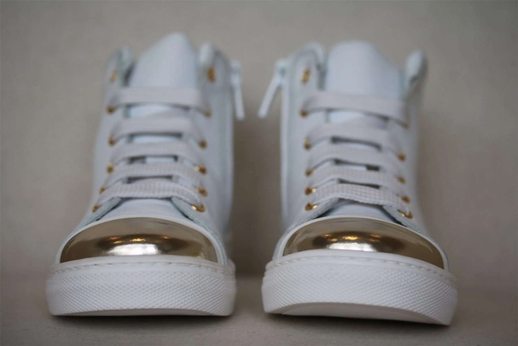 LANVIN GIRLS WHITE LEATHER HIGH TOP TRAINERS EU 26 UK 8.5 - Image 4