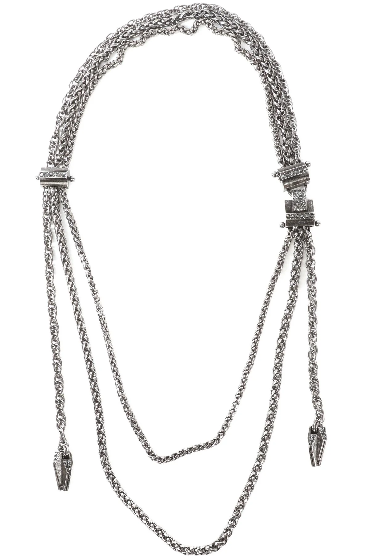 LANVIN GREY CRYSTAL AND CHAIN WAIST BELT