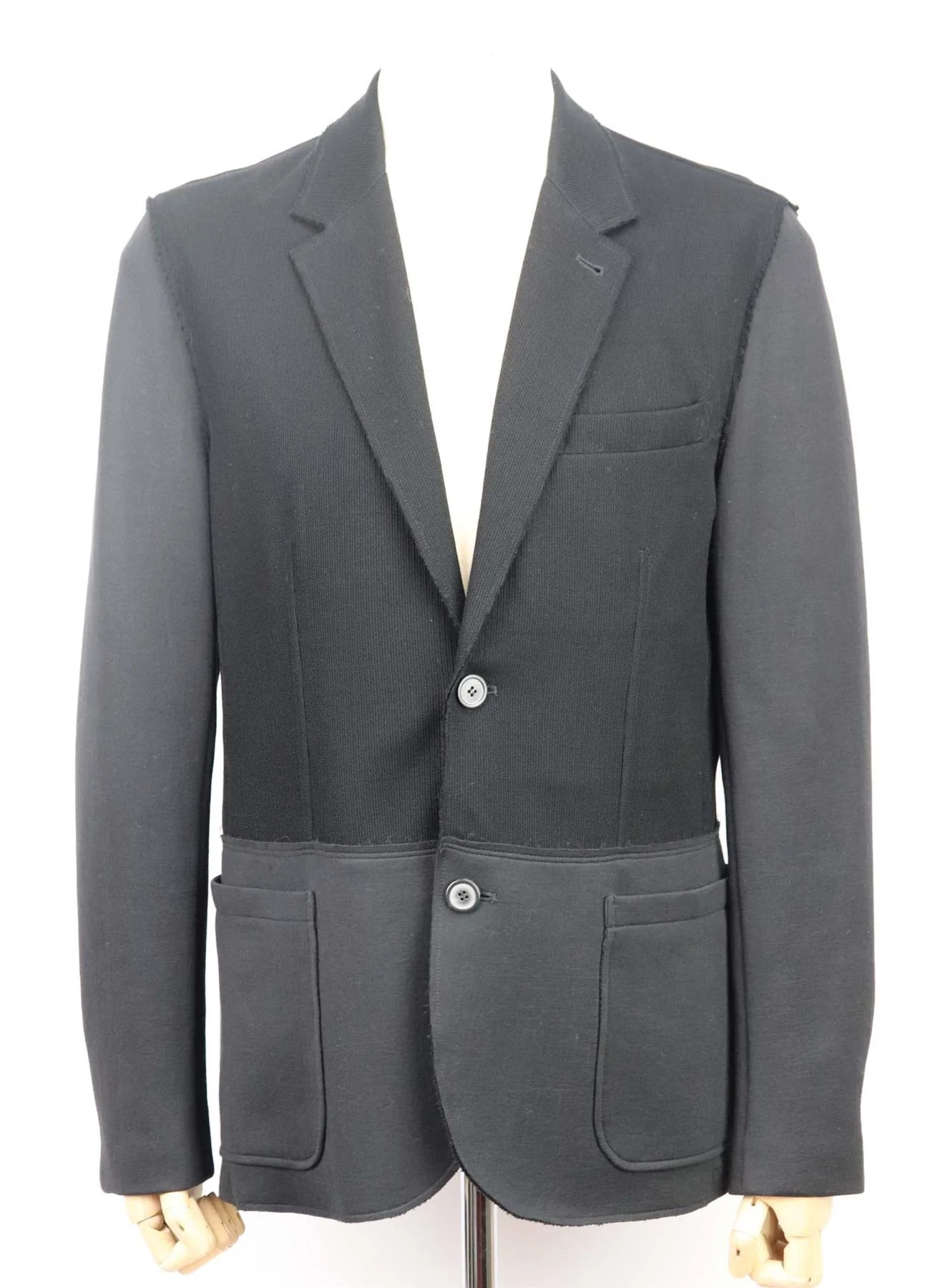 LANVIN MEN'S KNIT PANELLED COTTON BLEND BLAZER EU 50 - Image 2