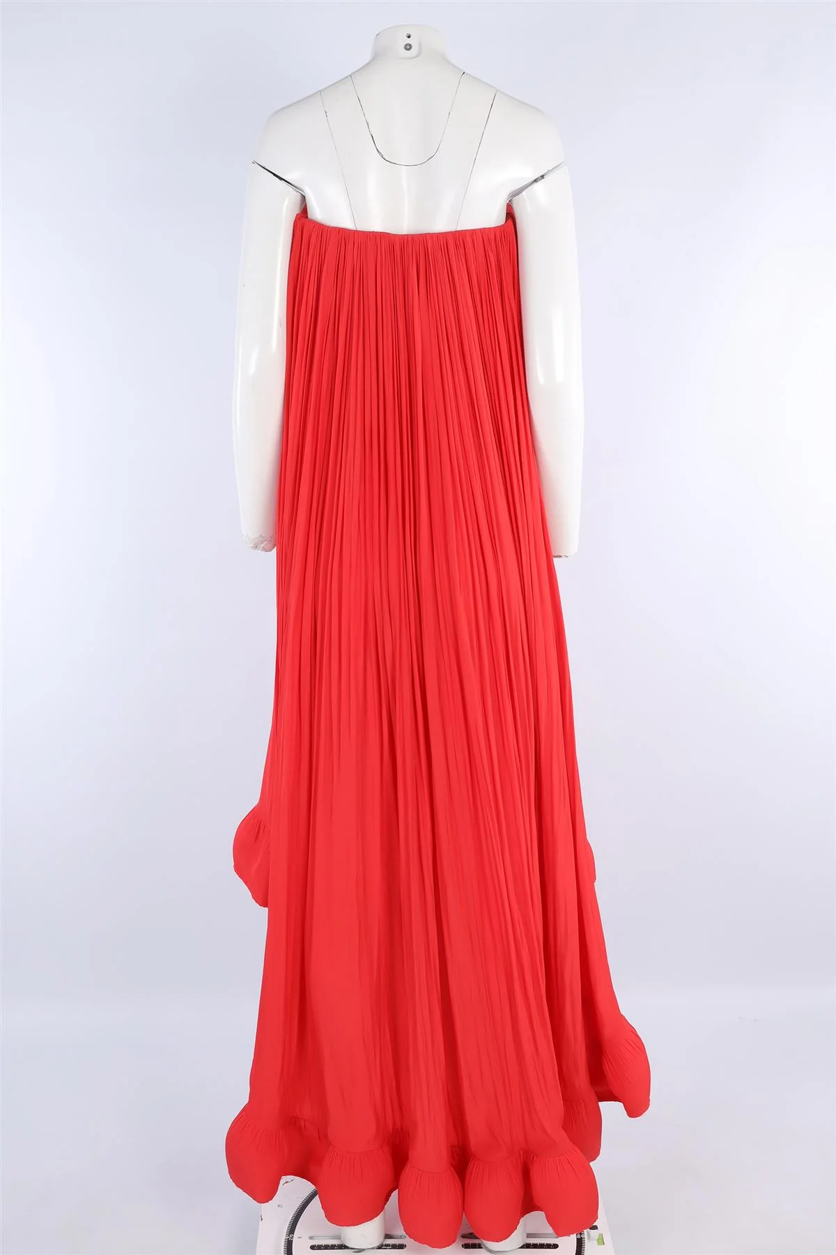 LANVIN RED SATIN MAXI DRESS FR 36 UK 8 - Image 4
