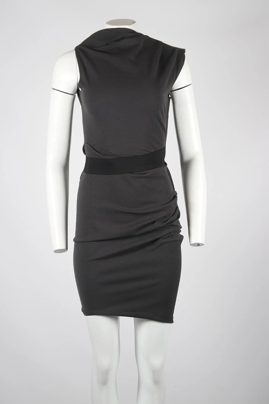 LANVIN RUCHED WOOL MINI DRESS FR 38 UK 10 - Image 2