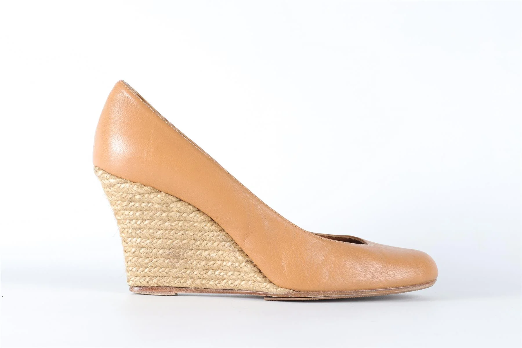LANVIN TAN LEATHER WEDGE PUMPS EU 38 UK 5 US 8 - Image 2