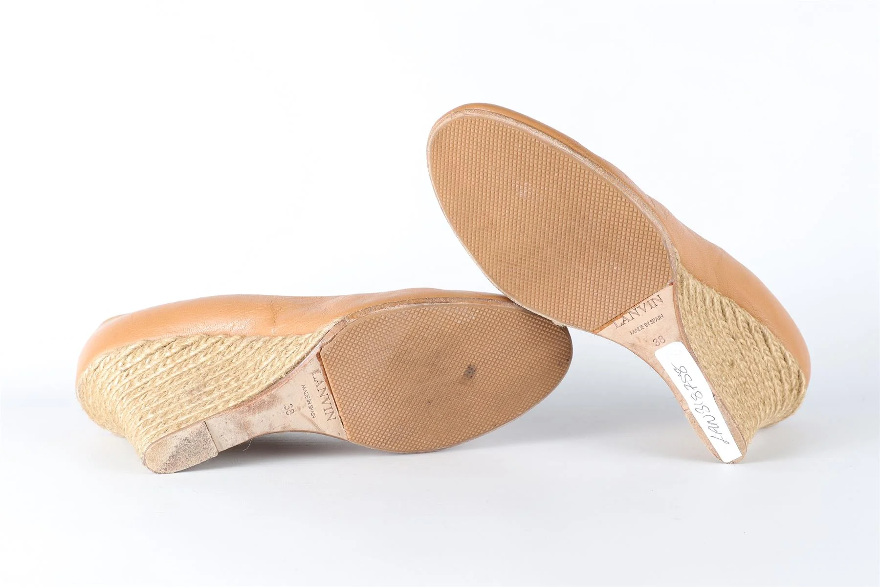 LANVIN TAN LEATHER WEDGE PUMPS EU 38 UK 5 US 8 - Image 6
