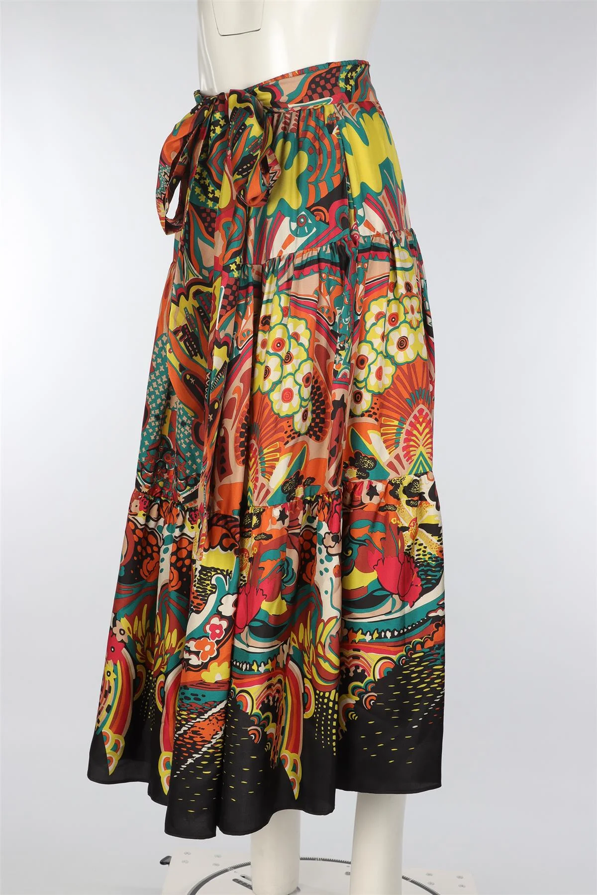 LE GONNE RUFFIANE + GRAND HOTEL TREMEZZO MULTI SILK MAXI SKIRT SMALL - Image 3