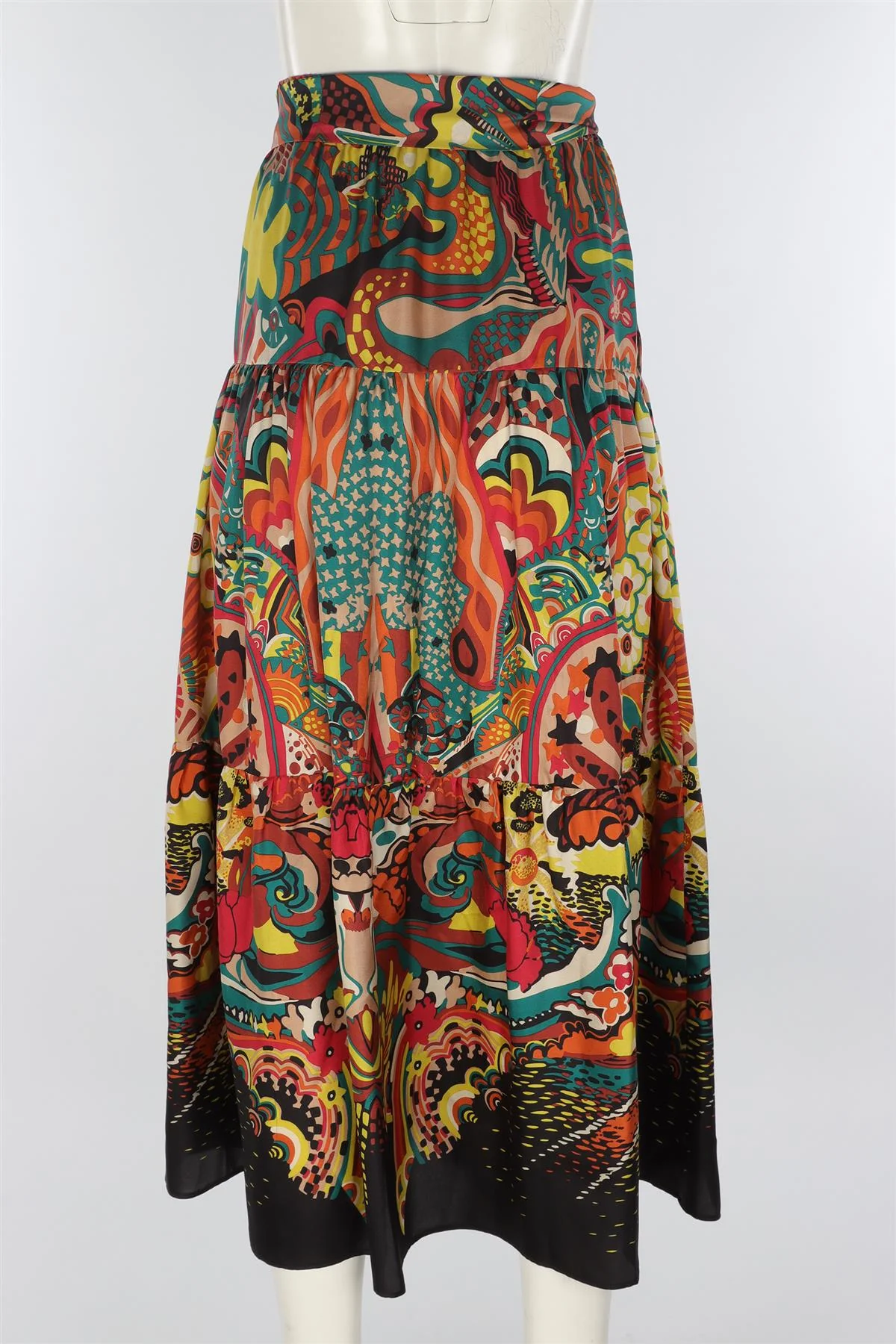LE GONNE RUFFIANE + GRAND HOTEL TREMEZZO MULTI SILK MAXI SKIRT SMALL - Image 4