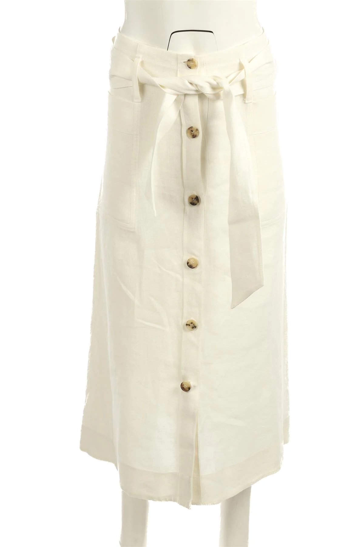 LE KASHA WHITE LINEN MIDI SKIRT SMALL - Image 2