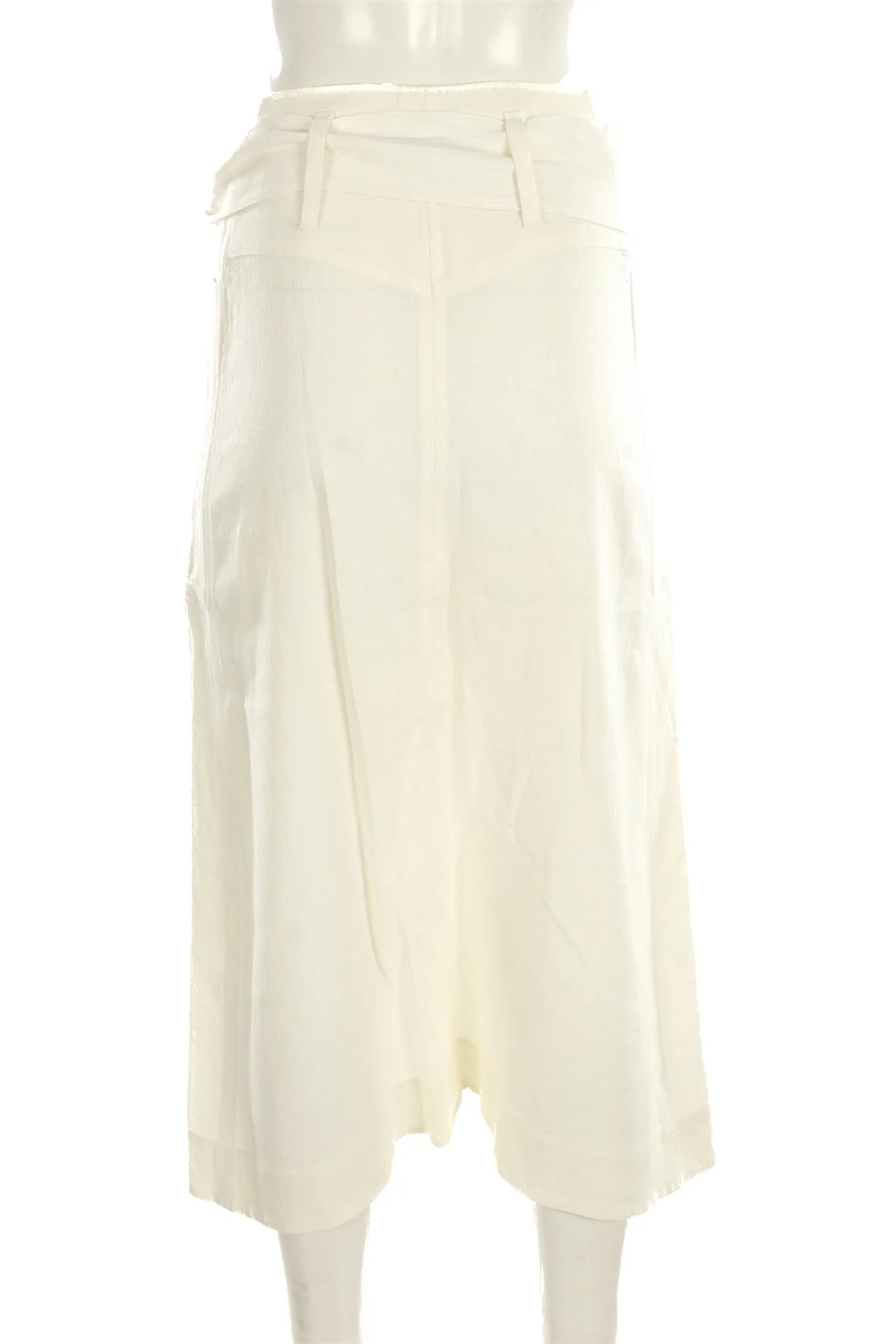 LE KASHA WHITE LINEN MIDI SKIRT SMALL - Image 4
