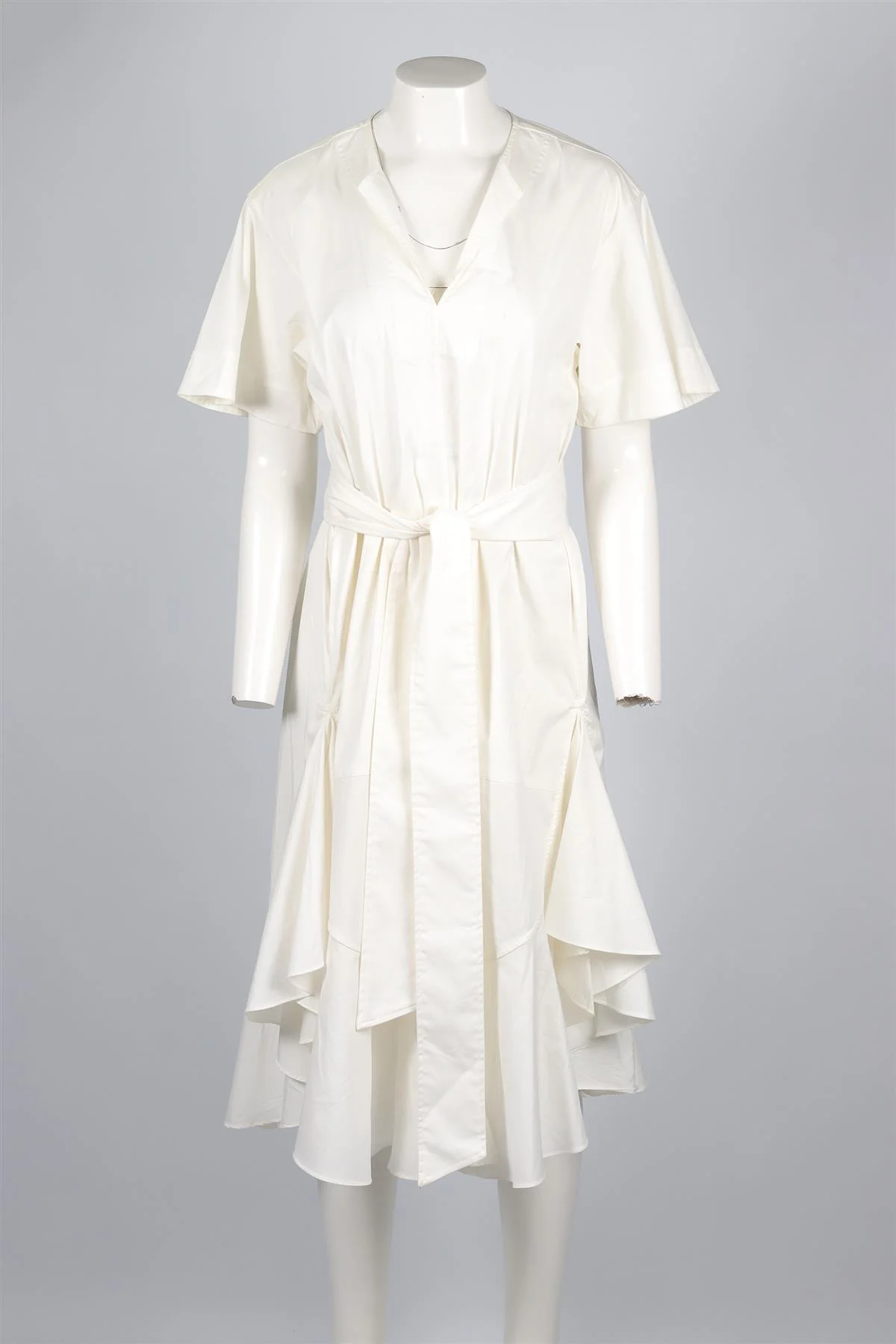 LEE MATHEWS WHITE COTTON MIDI DRESS US 0 UK 4 - Image 2
