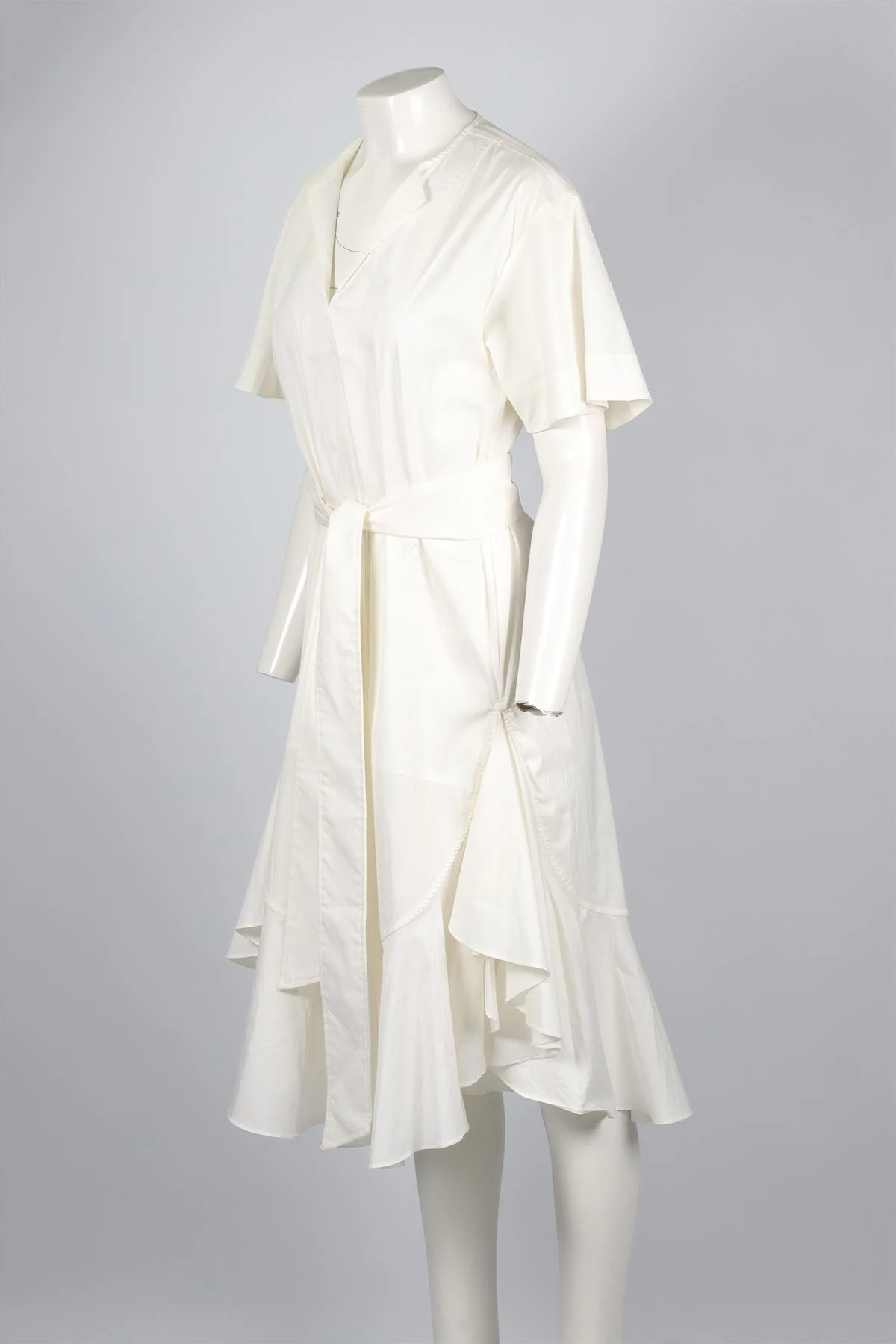 LEE MATHEWS WHITE COTTON MIDI DRESS US 0 UK 4 - Image 3